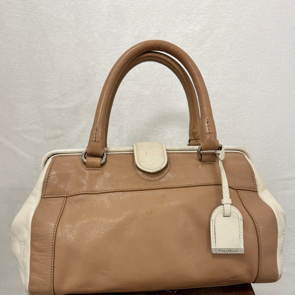 Cole Haan two-tone leather satchel handbag
